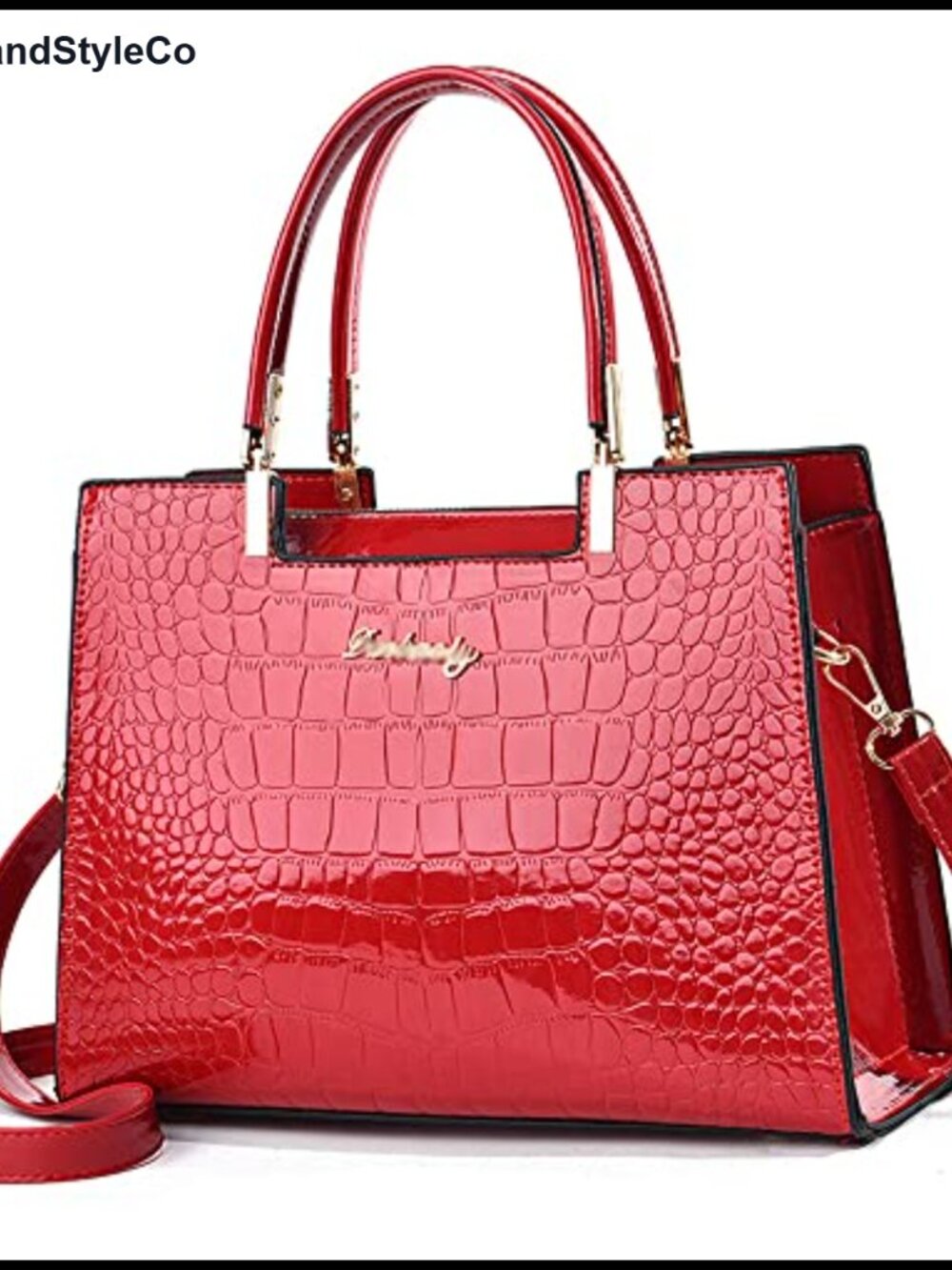 Women's Patent Leather Croc Embossed Tote Handbag Top Handle Satchel Shoulder
